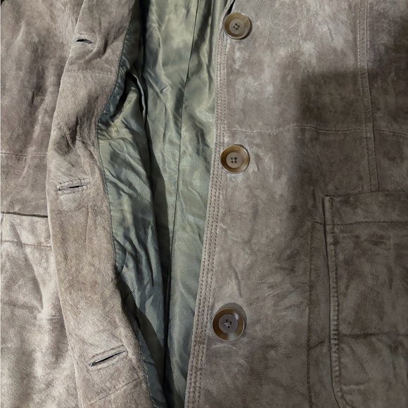 Women's Brown Suede Single-Button Trench Coat - Picture 3 of 12